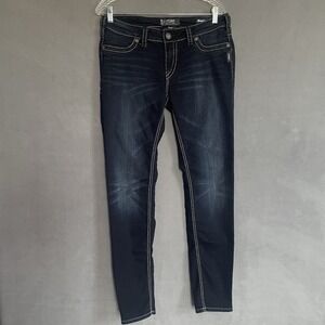 Silver Jeans Suki Super Stretch Mid Rise Super Skinny 32x31 Dark Thick Stitch